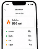 Nutrition info screen